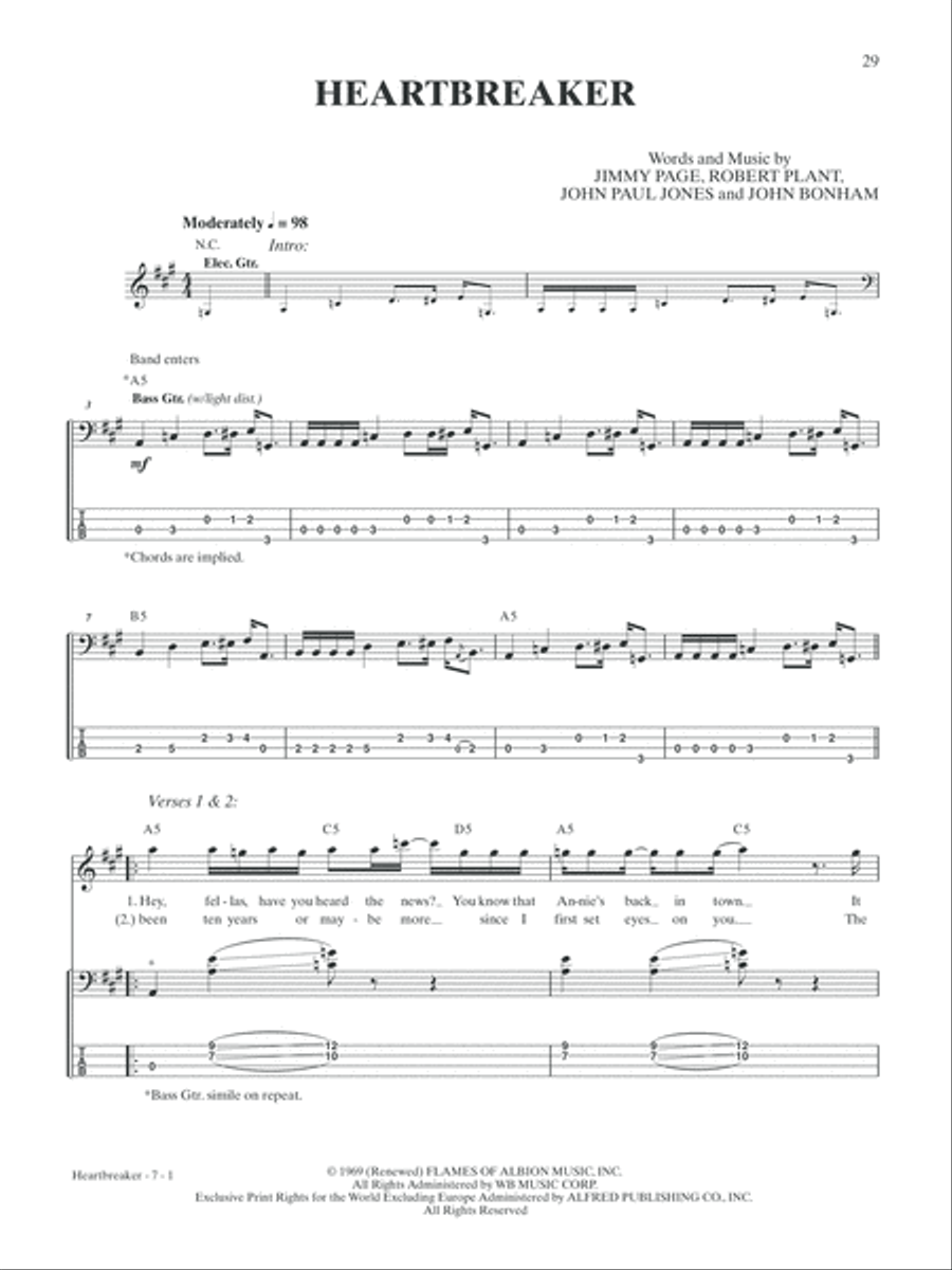 Led Zeppelin -- II Platinum Bass Guitar Bass Guitar Tablature scores gallery preview page 5