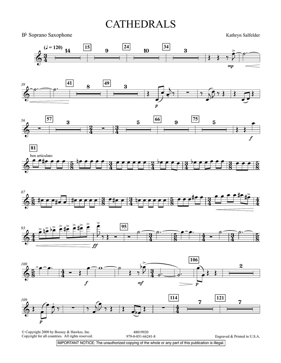 Cathedrals - Bb Soprano Sax Concert Band scores gallery preview page 1