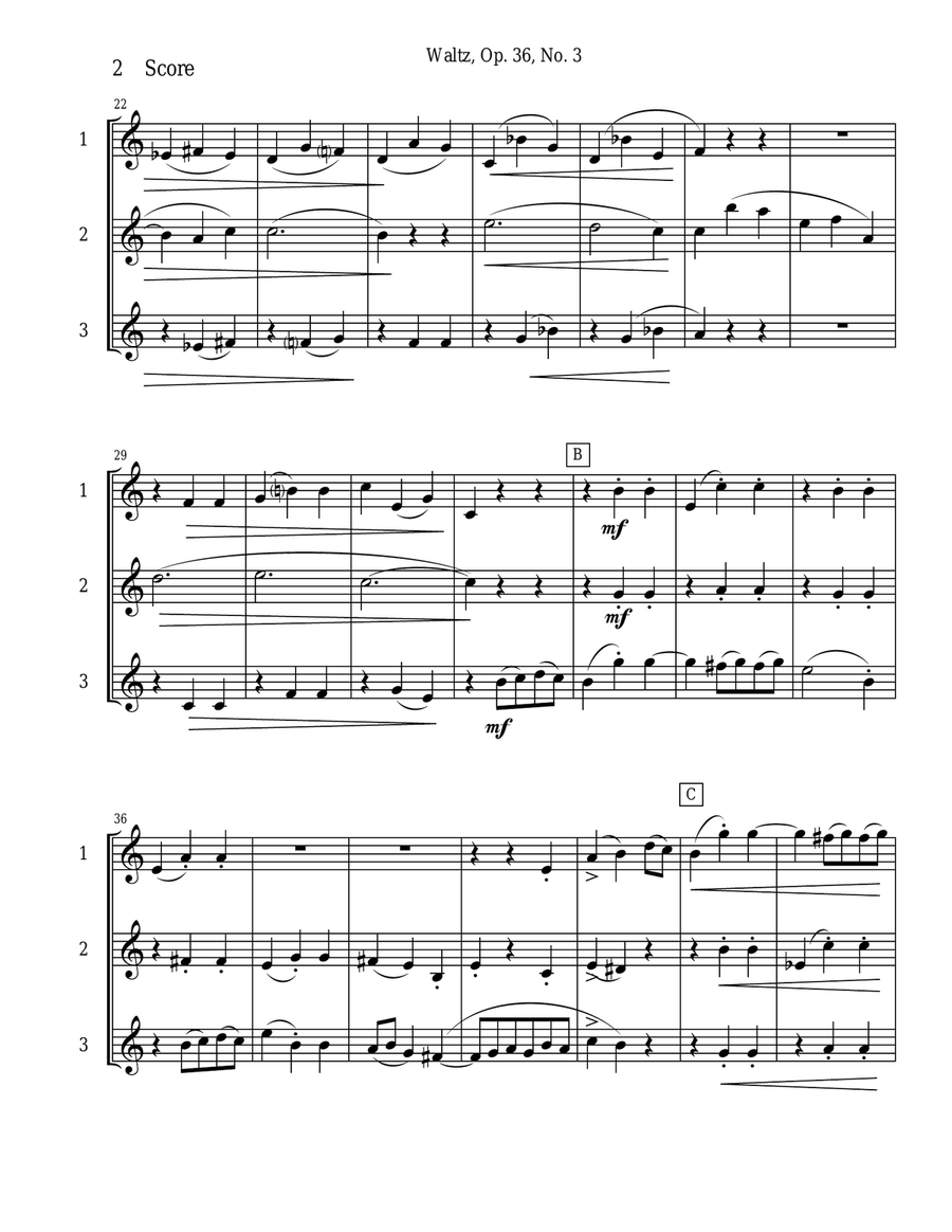 Waltz by Amy Beach set for Clarinet Trio Clarinet Trio scores gallery preview page 2