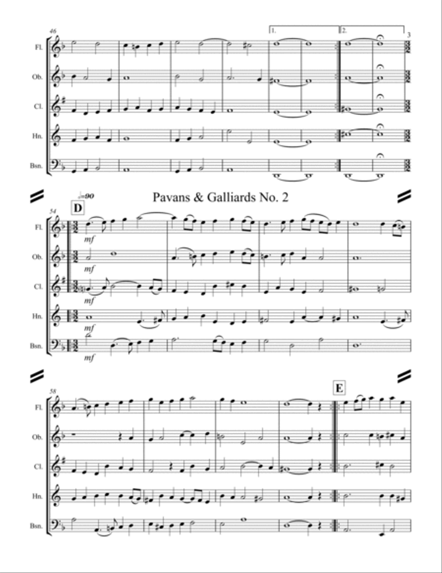 Holborne - 10 Pavans and Galliards (for Woodwind Quintet) Woodwind Quintet scores gallery preview page 4