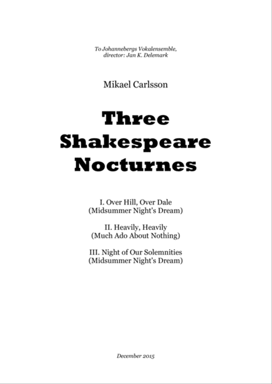 Three Shakespeare Nocturnes 4-Part scores gallery preview page 3