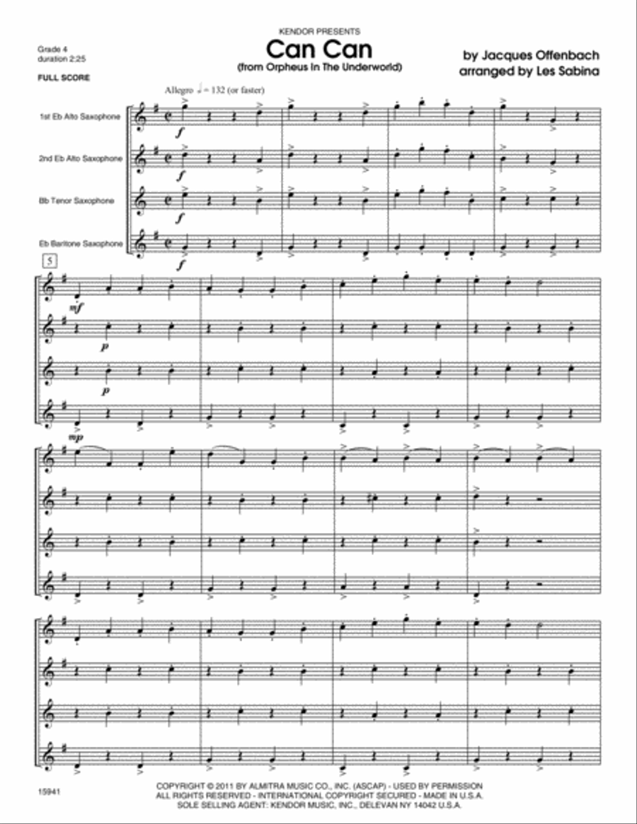 Can Can (from Orpheus In The Underworld) Saxophone Quartet scores gallery preview page 2
