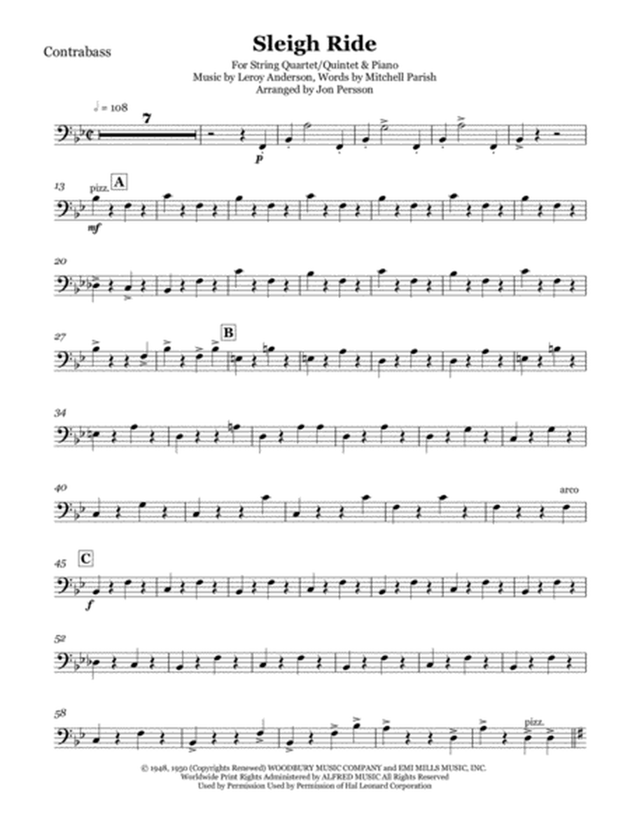 Sleigh Ride - String Quartet/Quintet & Piano - Contrabass image number null