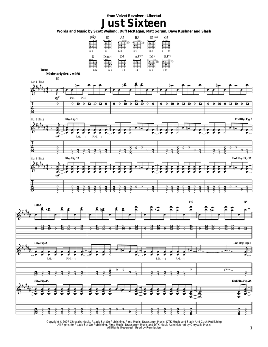 Just Sixteen Acoustic Guitar scores gallery preview page 1
