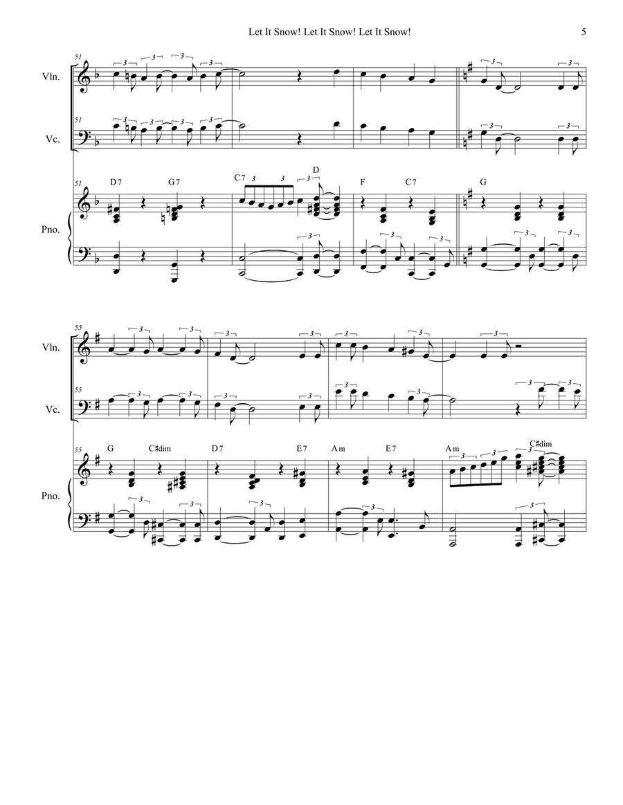 Let It Snow! Let It Snow! Let It Snow! Piano Trio scores gallery preview page 5