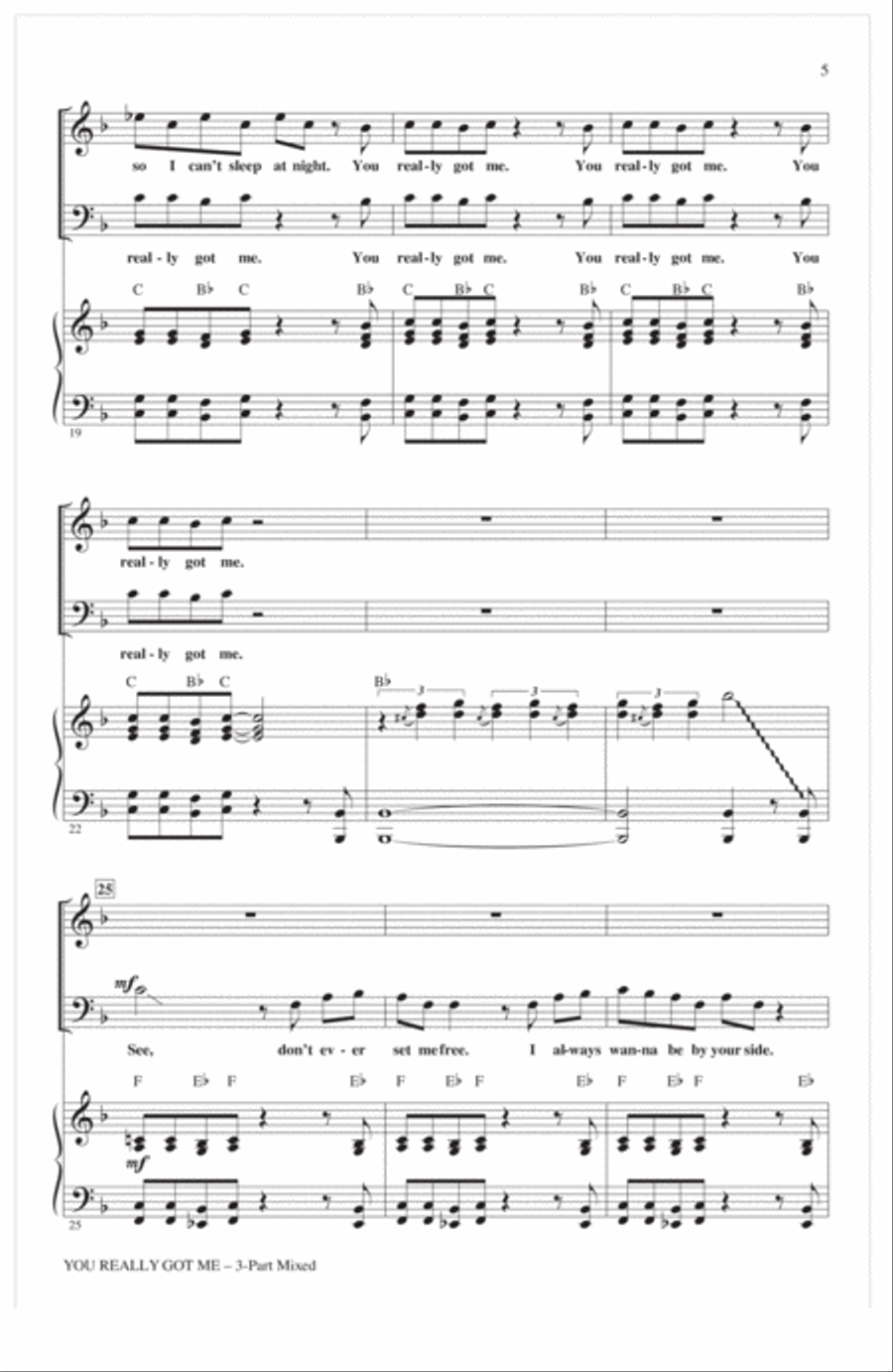 You Really Got Me (arr. Mac Huff) 3-Part scores gallery preview page 3
