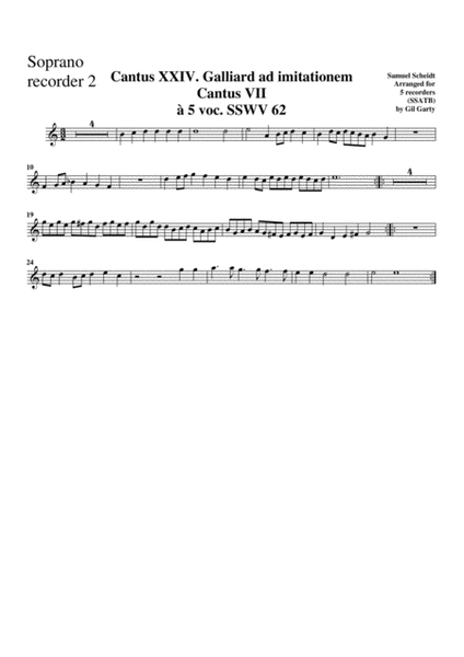 Galliard ad imitationem Cantus VII SSWV 62 (arrangement for 5 recorders)