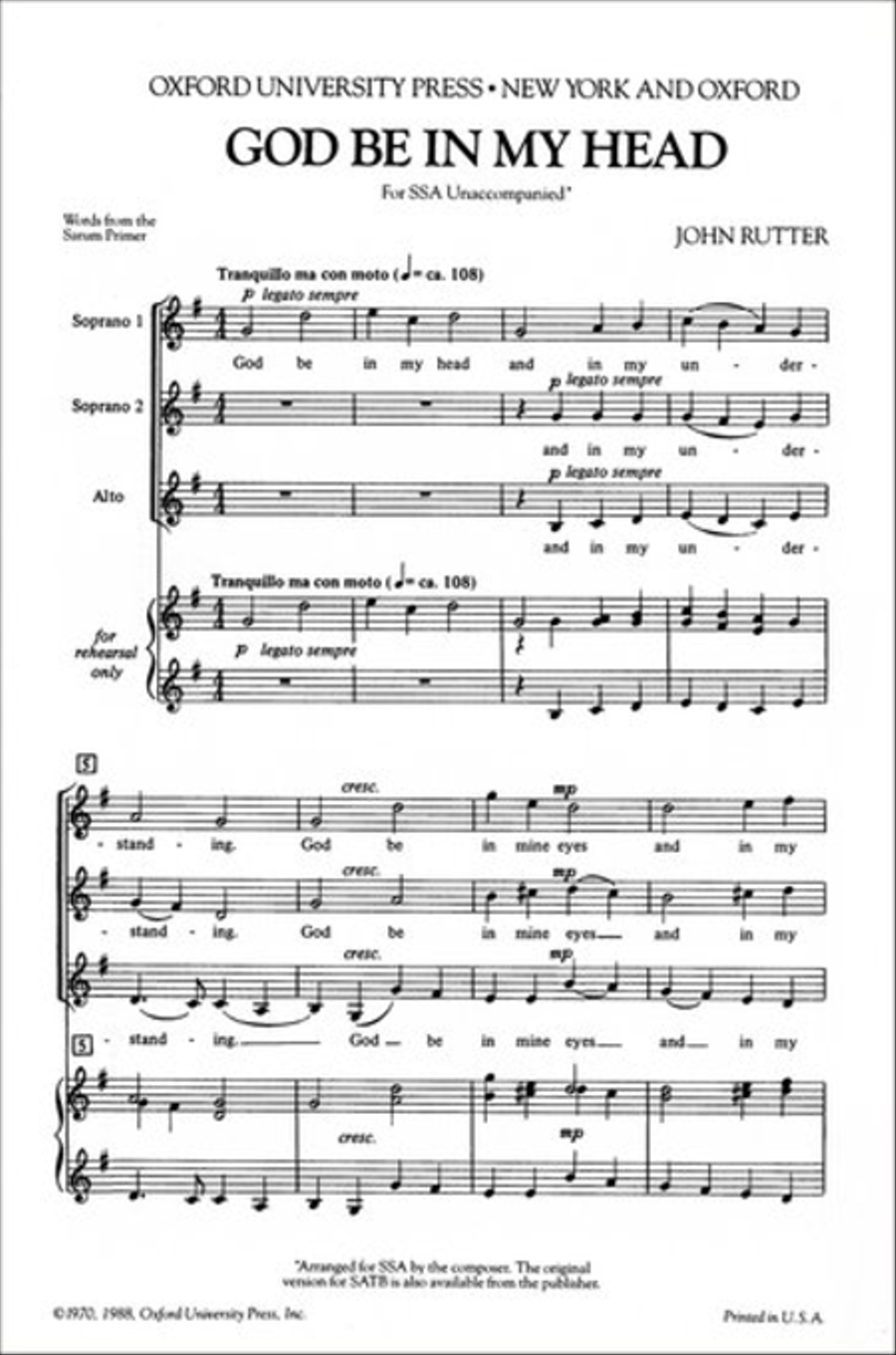 God be in my head SSA scores gallery preview page 1