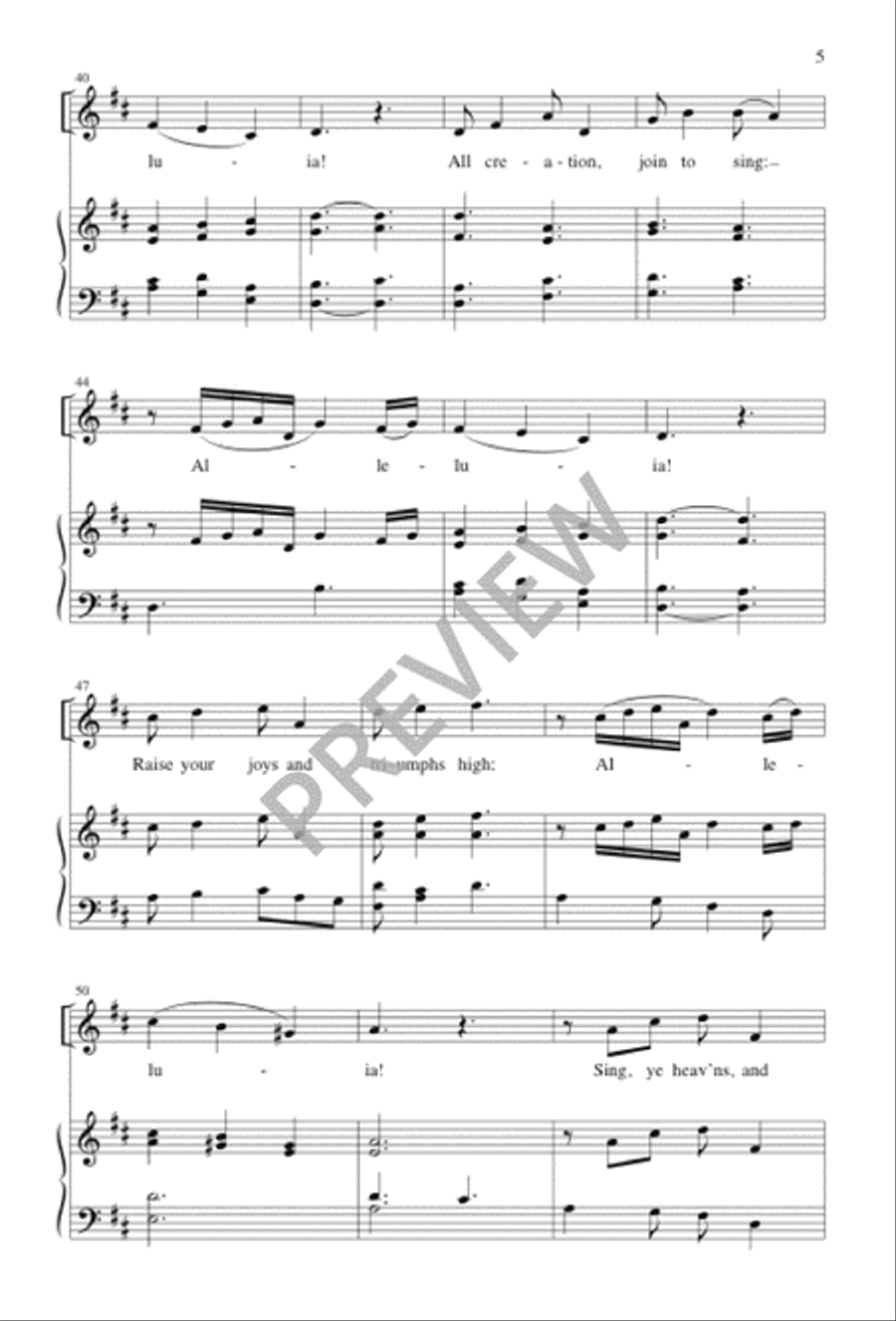 An Easter Alleluia Unison Choir scores gallery preview page 6