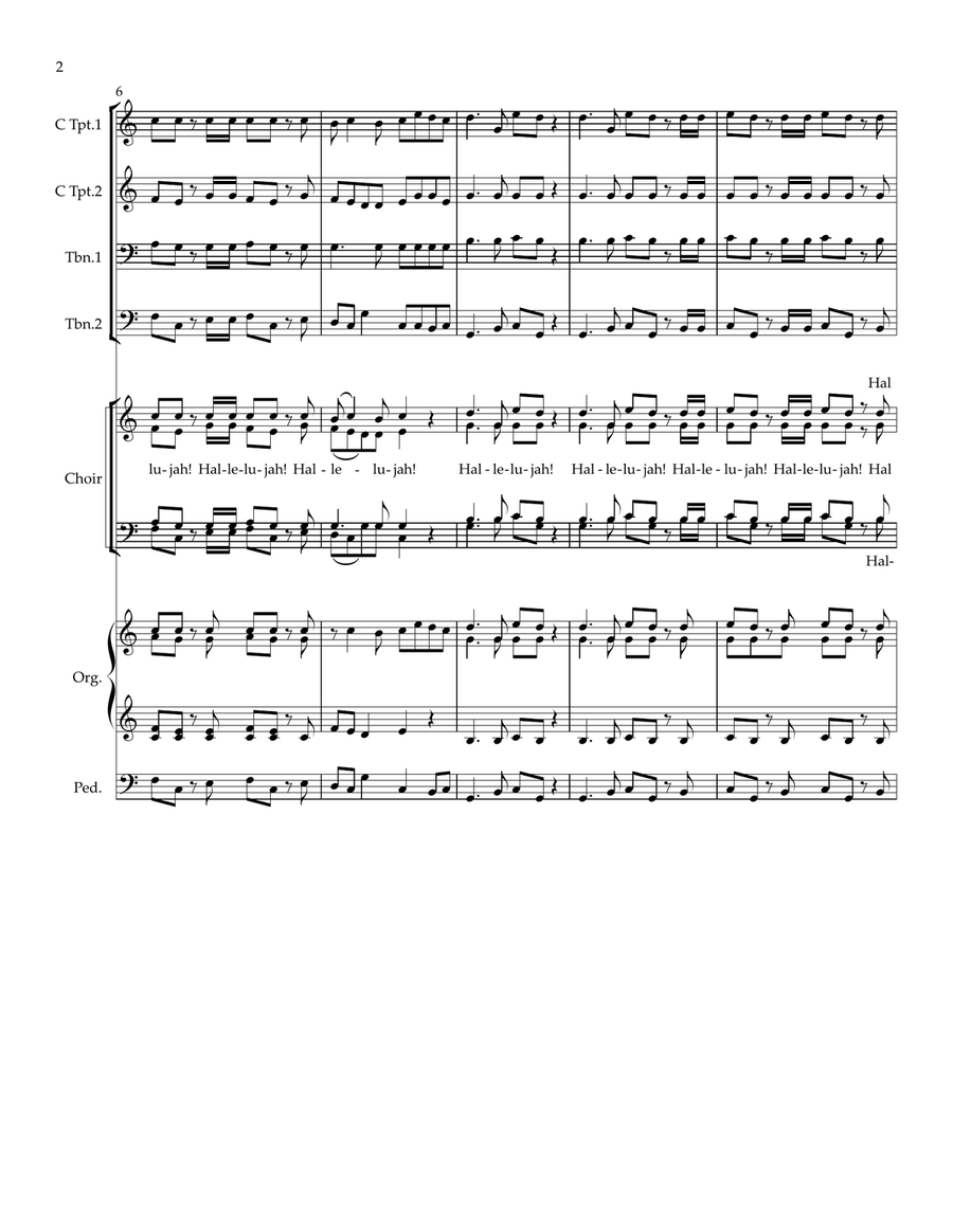 Hallelujah – SATB, Brass Quartet, and Organ 4-Part scores gallery preview page 3