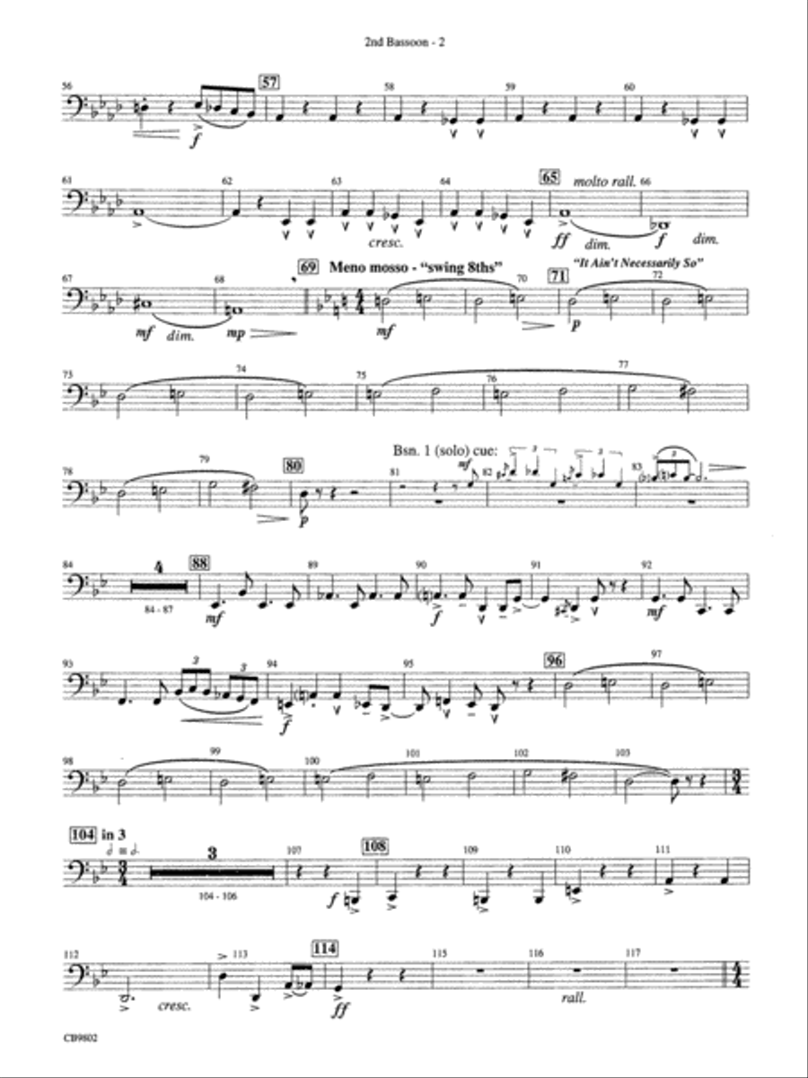 Porgy and Bess® (Medley): 2nd Bassoon Concert Band scores gallery preview page 2