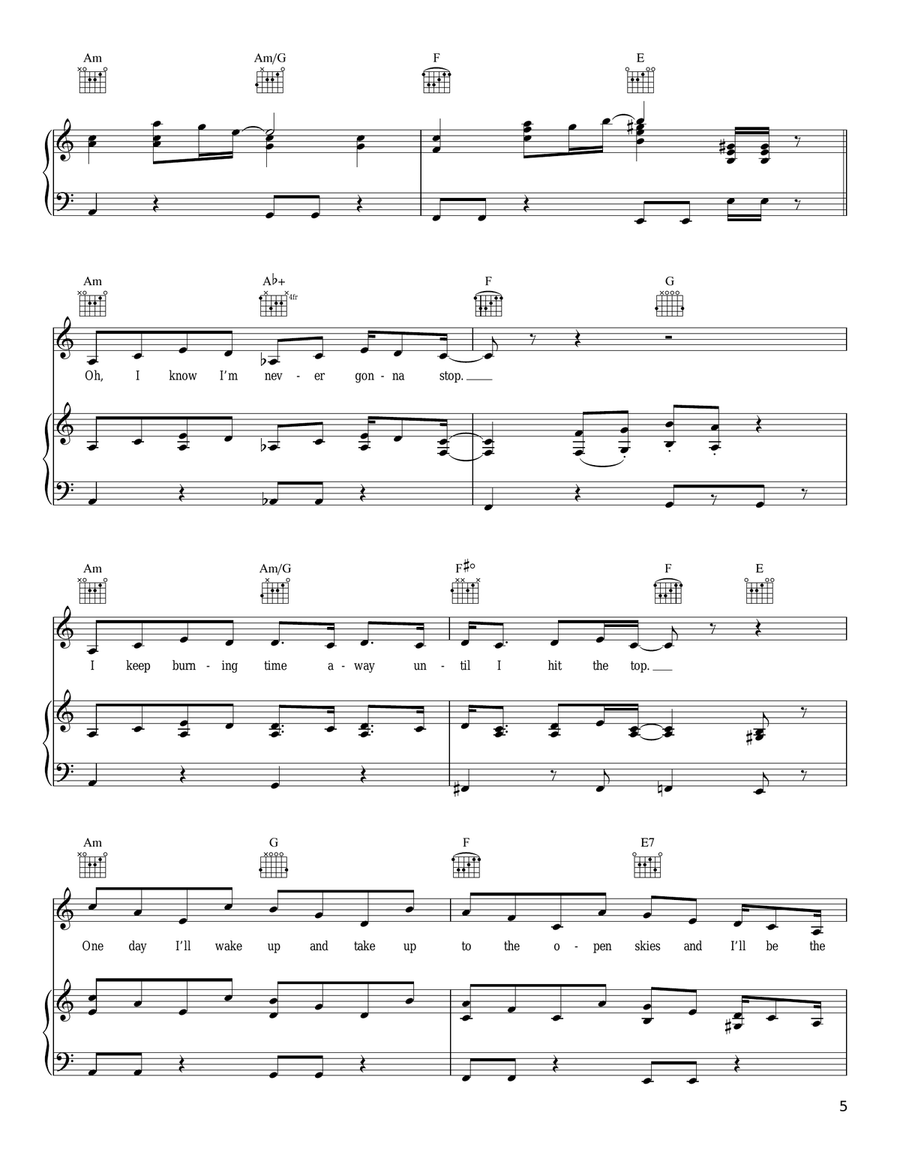 Black And Blue Piano, Vocal, Guitar scores gallery preview page 5