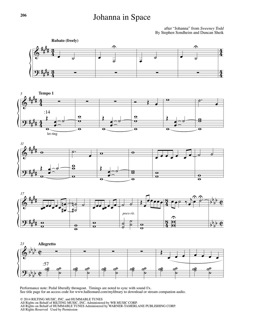 Johanna In Space Johanna In Space Piano Solo scores gallery preview page 1