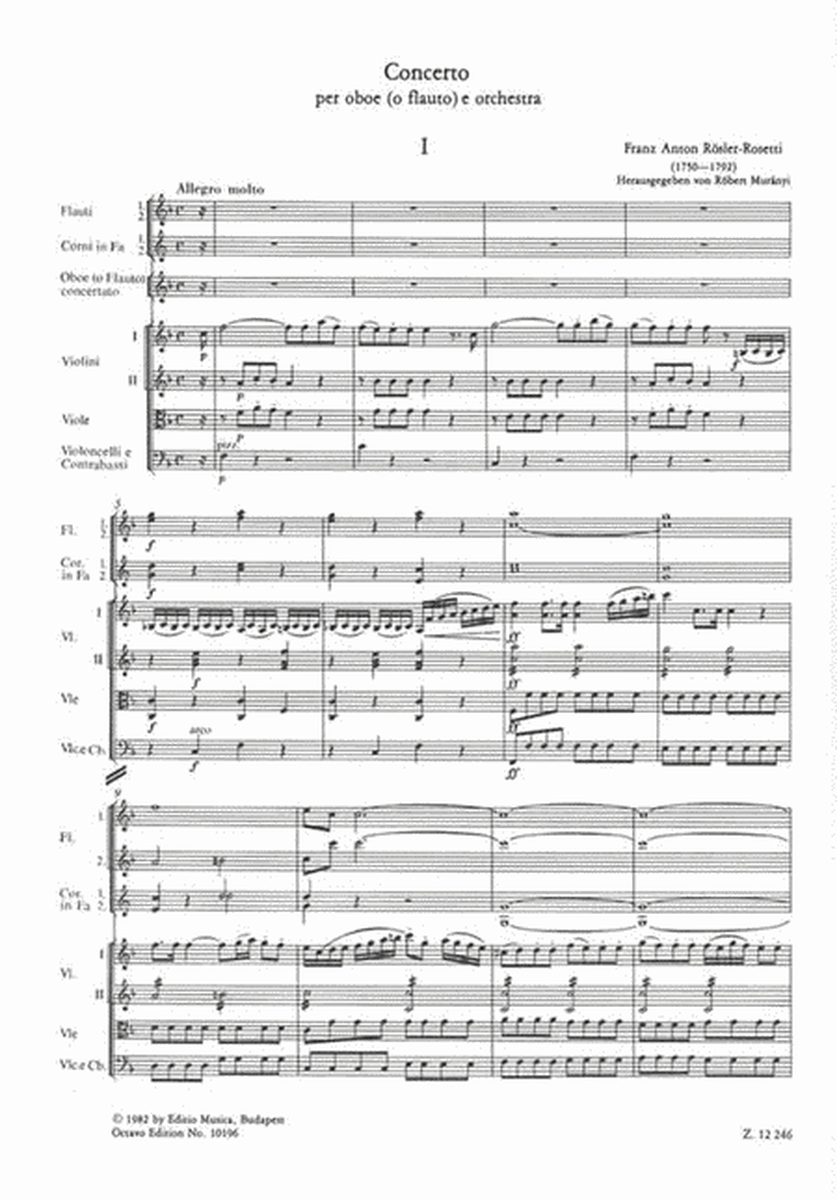 Concerto In Fa Maggiore Per Oboe (O Flauto) E Or