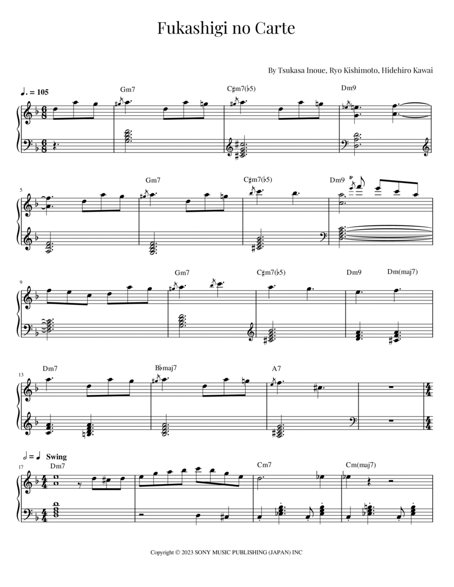 Fukashigi No Carte Easy Piano scores gallery preview page 1
