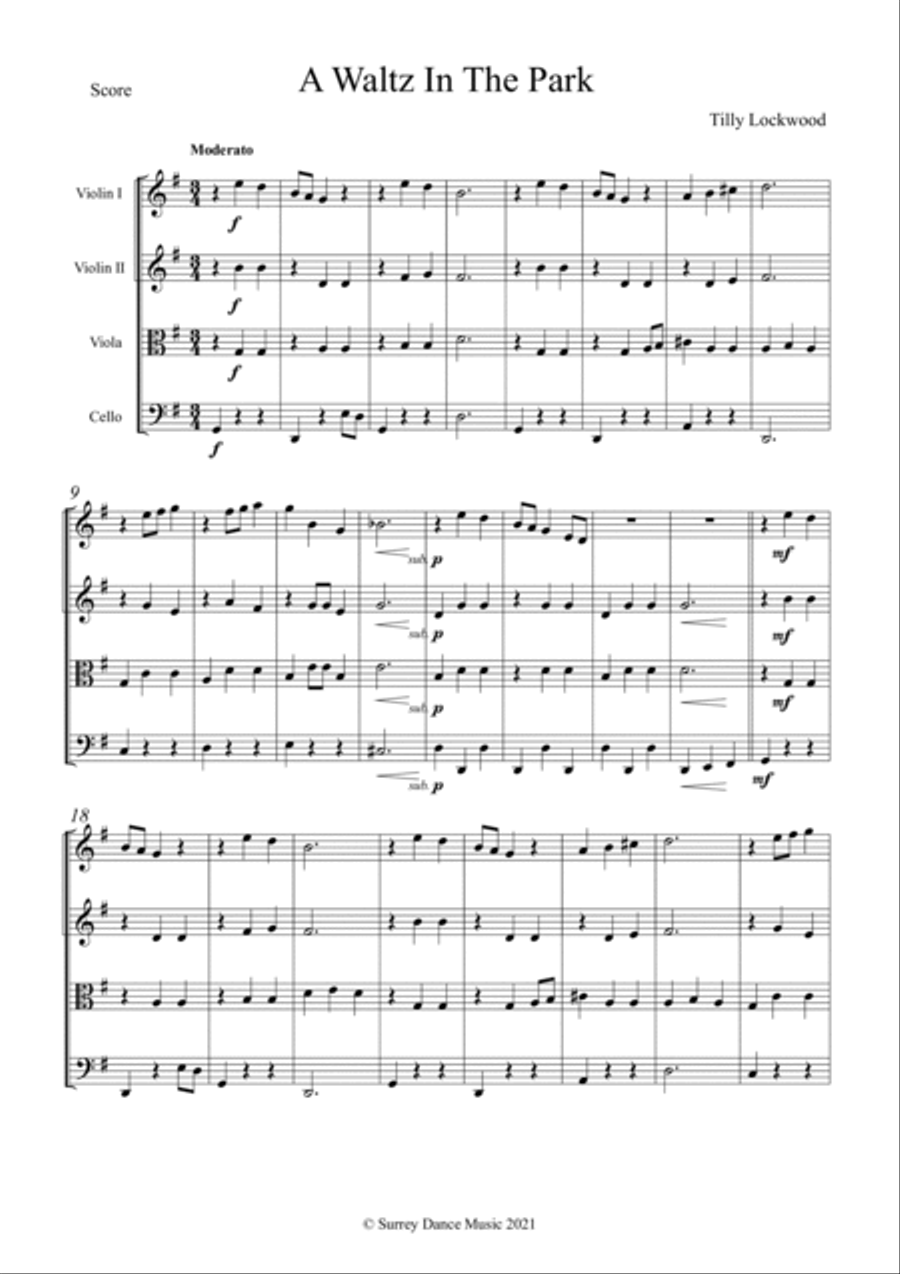 A Waltz In The Park String Quartet scores gallery preview page 2