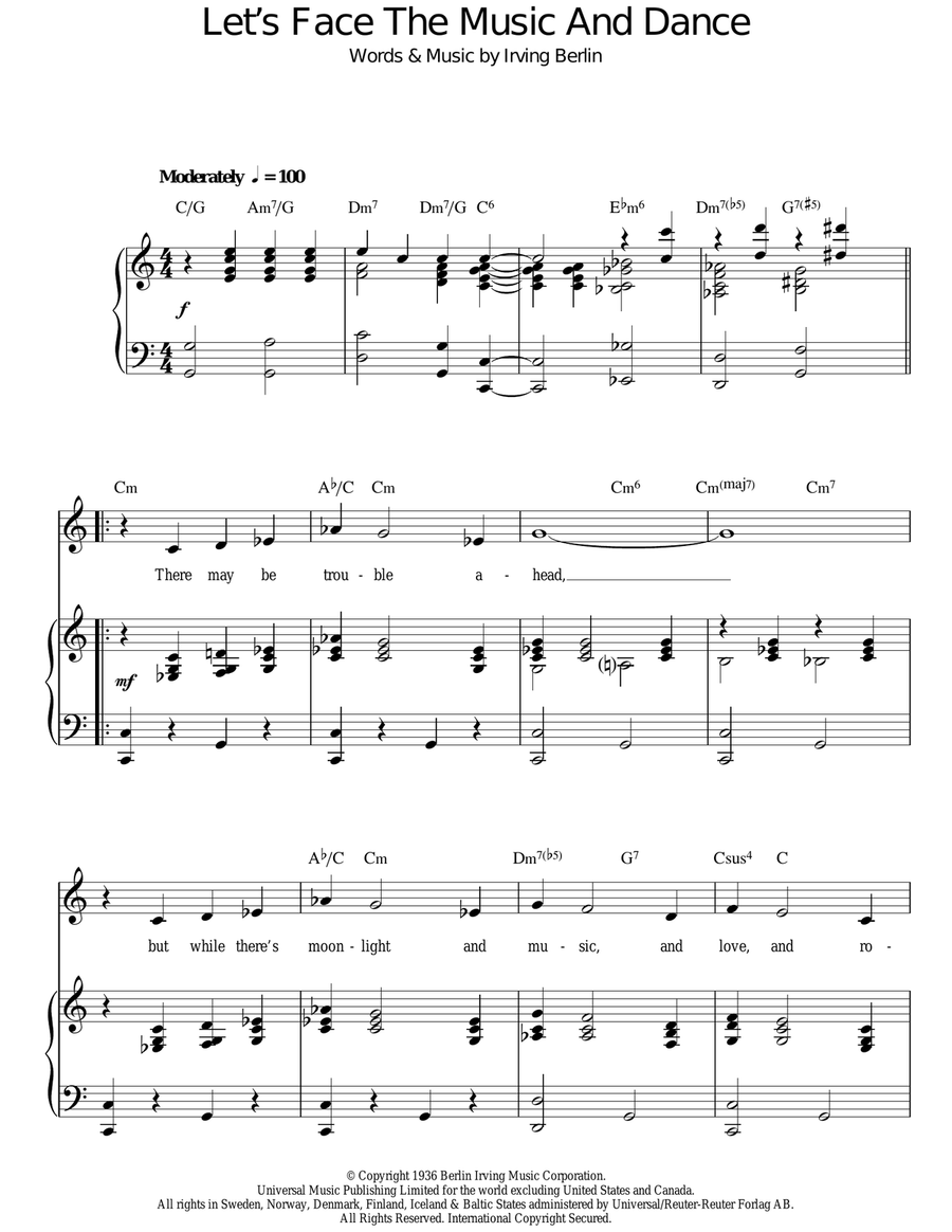 Let's Face The Music And Dance (from Top Hat) Guitar scores gallery preview page 1