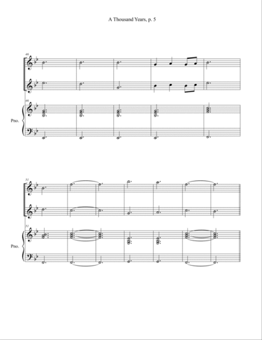 A Thousand Years Woodwind Duet scores gallery preview page 5