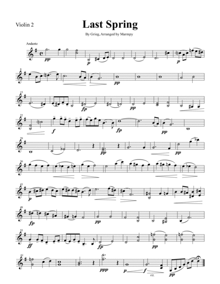 Last Spring by Grieg (arranged for String Quartet) image number null