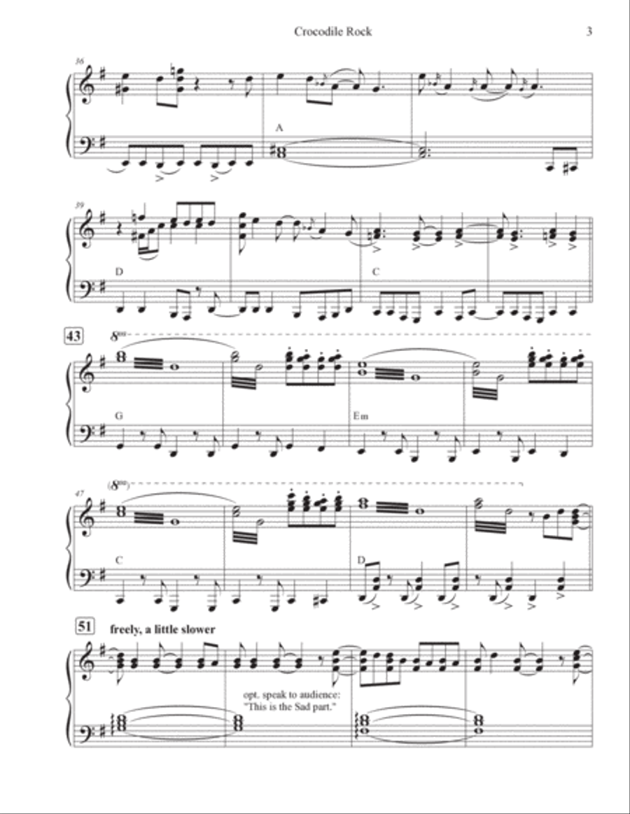 Crocodile Rock Piano Solo scores gallery preview page 3