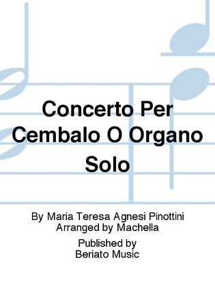Concerto Per Cembalo O Organo Solo