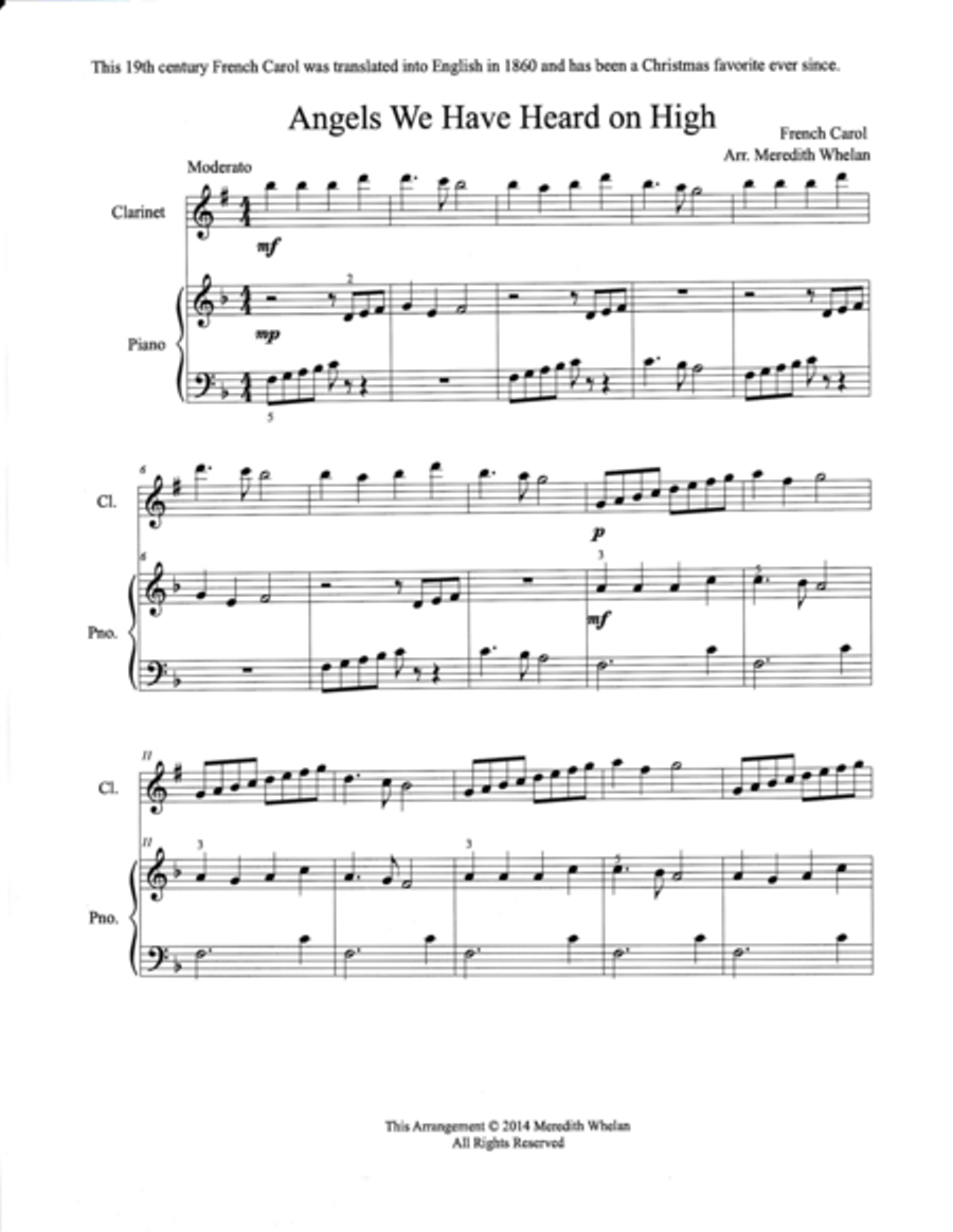 Christmas Duets for Clarinet & Piano Vol. 2: 11 Traditional Carols Woodwind Duet scores gallery preview page 1