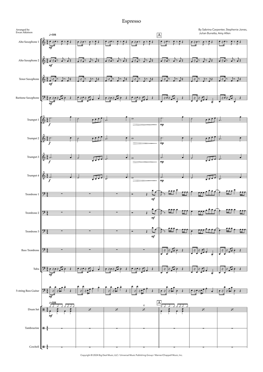 Espresso Jazz Ensemble scores gallery preview page 1