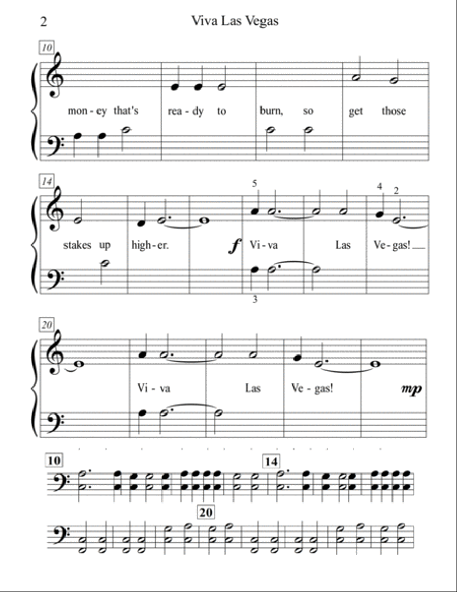 Viva Las Vegas from VIVA LAS VEGAS Easy Piano scores gallery preview page 2
