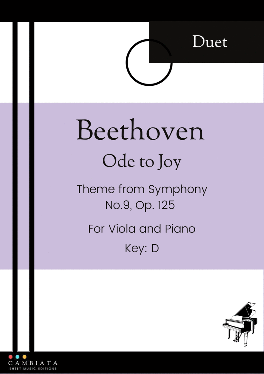 Ode to Joy - For Viola and Piano accompaniment - Key D - (Easy) image number null