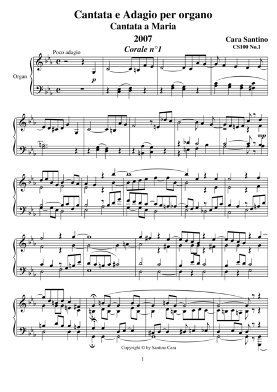 Cantata and Adagio for organ - 100 Organ Solo scores gallery preview page 1