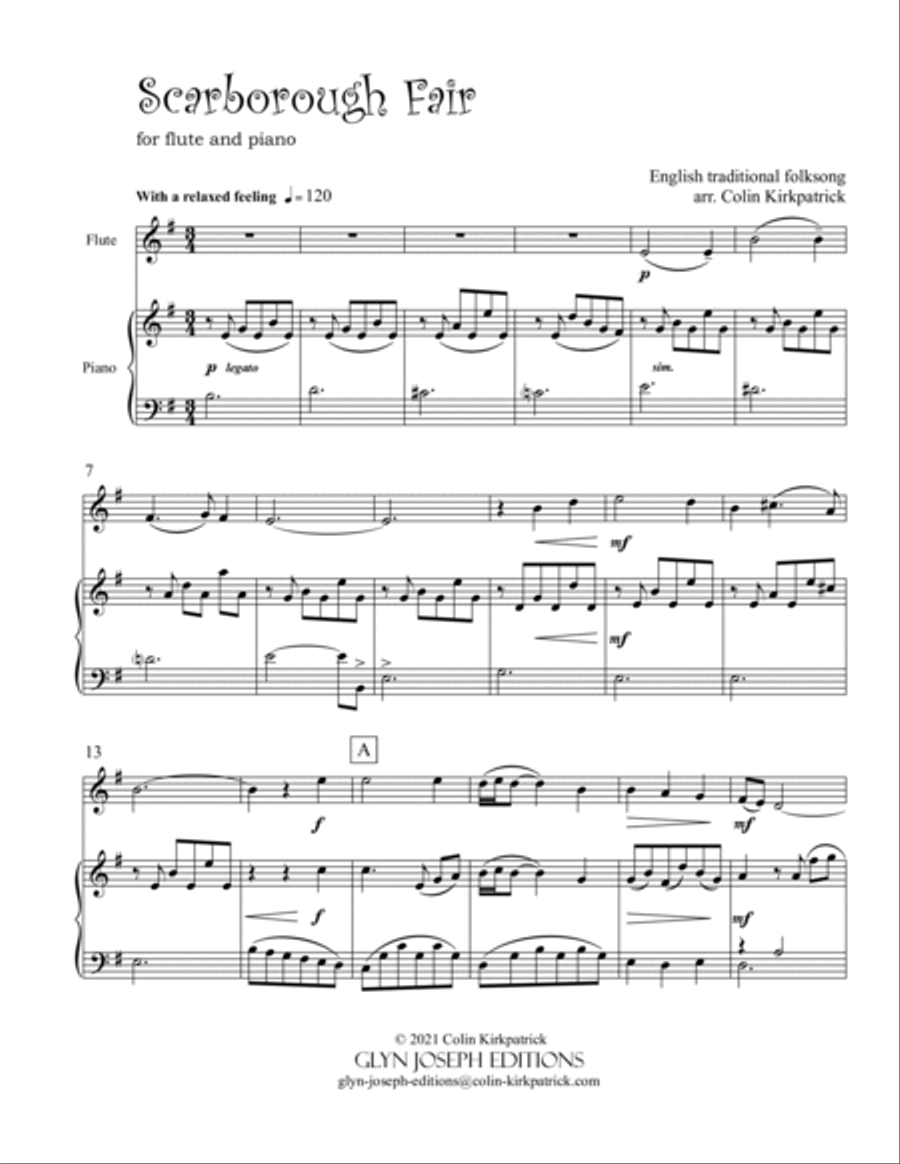 Scarborough Fair (for flute and piano) Flute scores gallery preview page 3