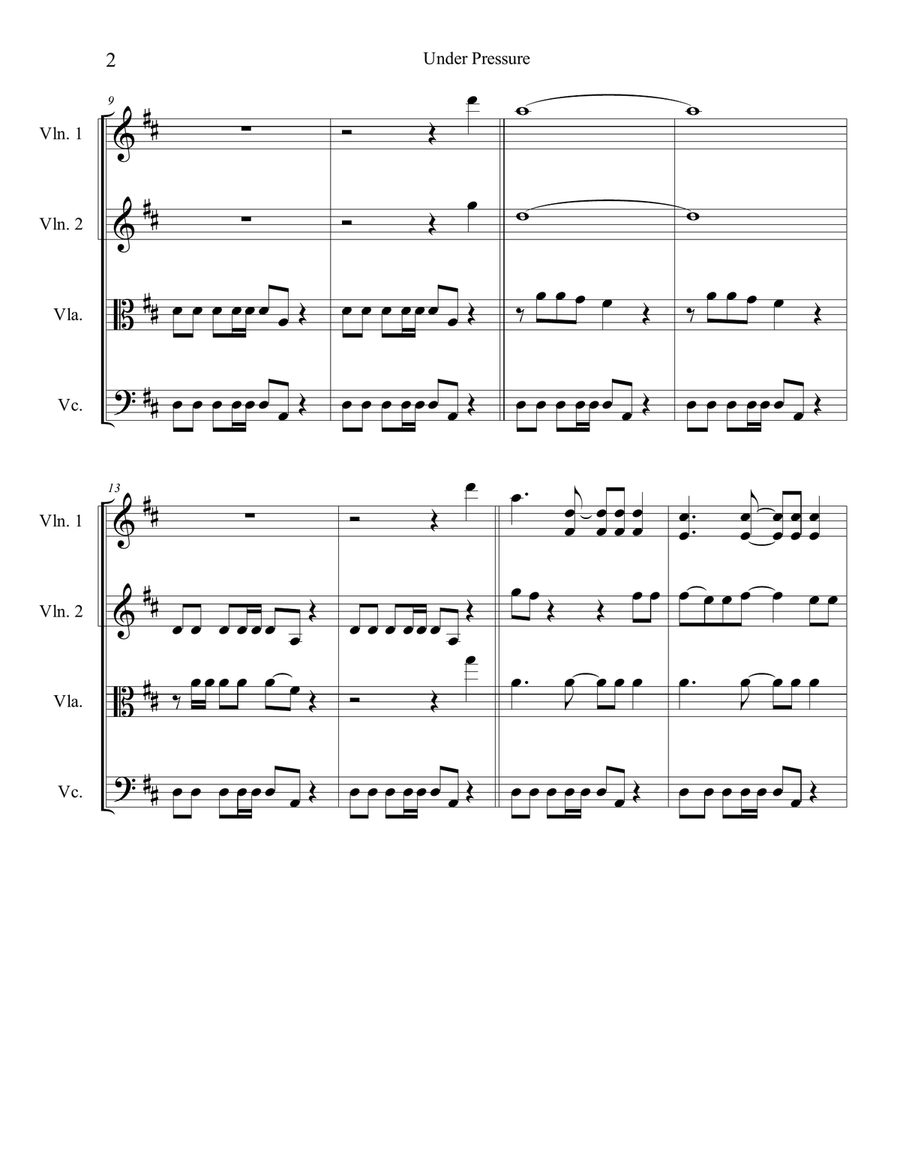 Under Pressure String Quartet scores gallery preview page 2