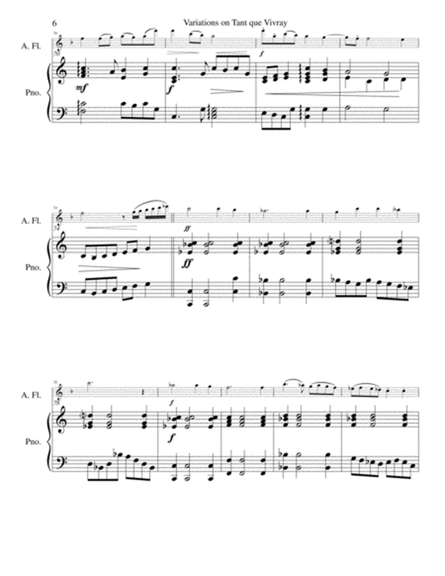 Variations on Tant que vivray for alto flute and piano image number null