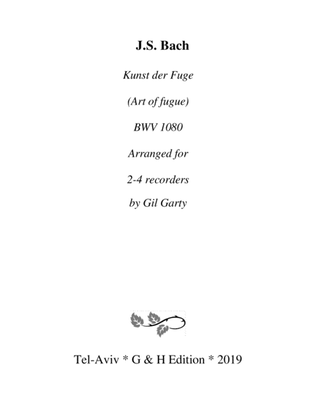 Book cover for Kunst der Fuge (=art of Fugue), BWV 1080 (arrangements for 2-4 recorders)