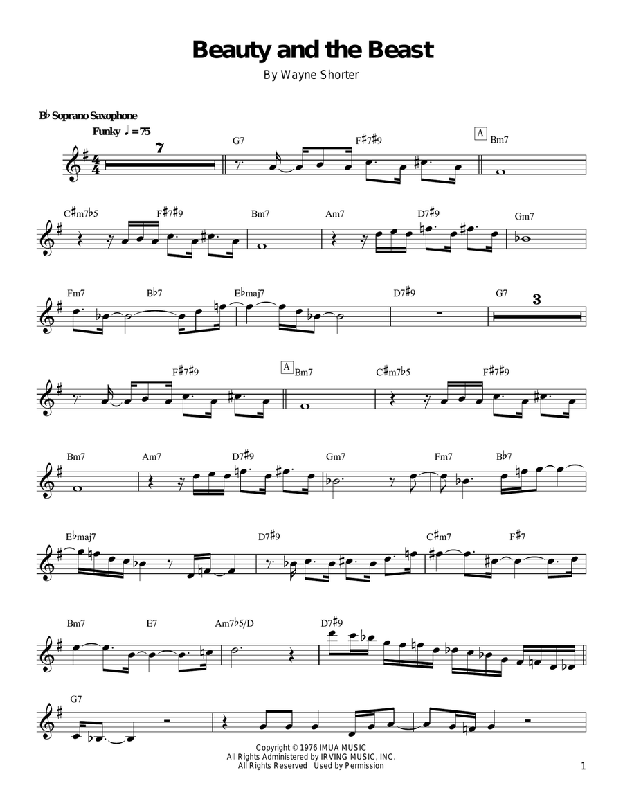 Beauty And The Beast Soprano Saxophone scores gallery preview page 1