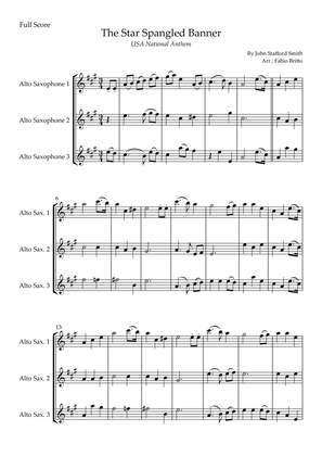 The Star Spangled Banner (USA National Anthem) for Alto Saxophone Trio