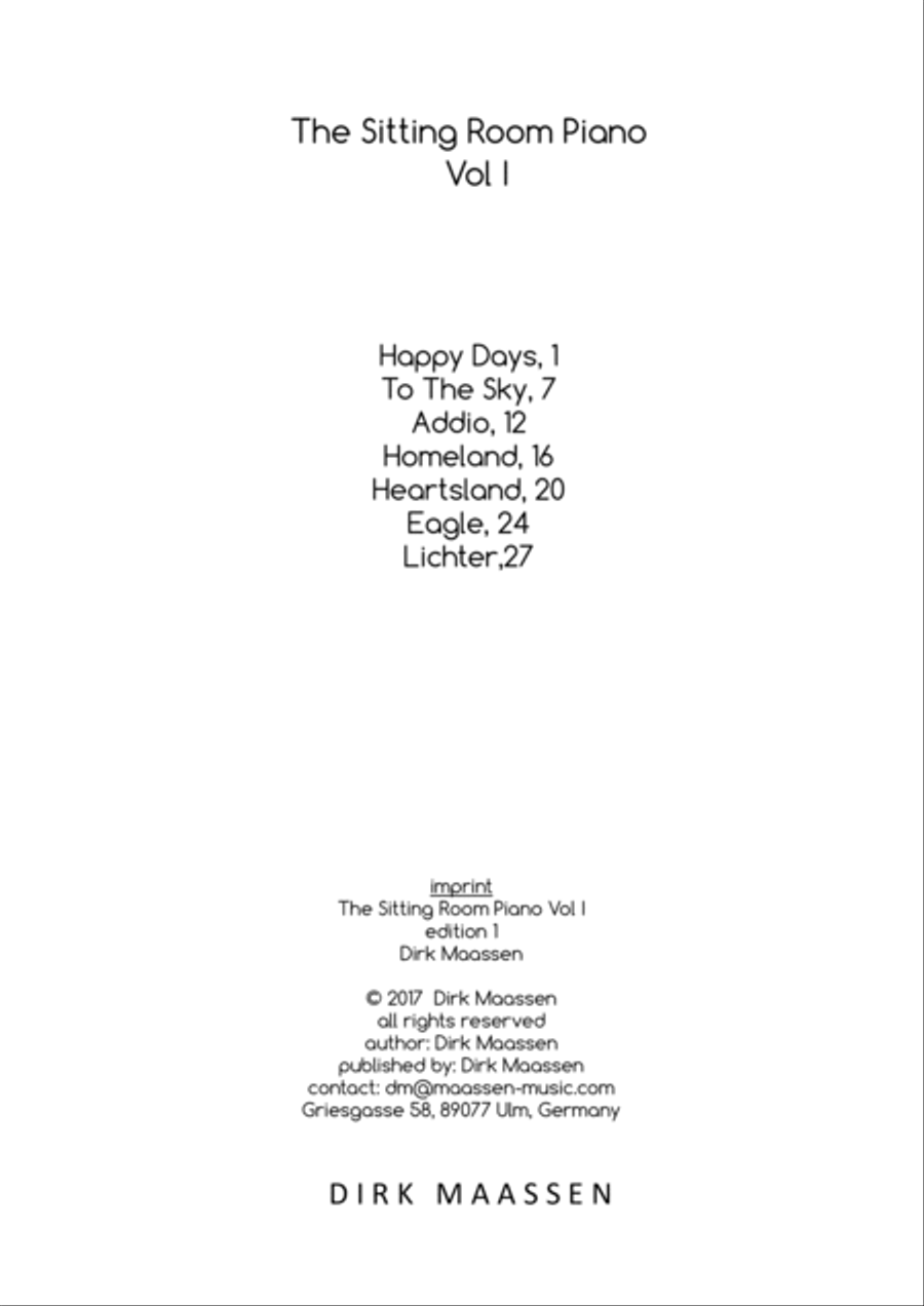 Dirk Maassen - The Sitting Room Piano Vol 1 / The Sheetbook Piano Solo scores gallery preview page 2
