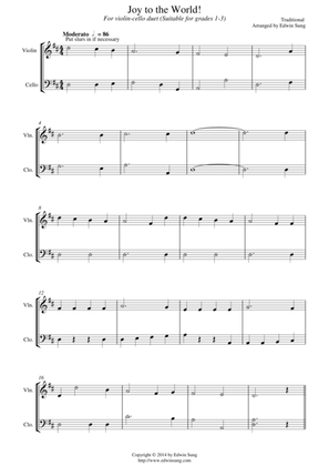 Joy to the World (for violin-cello duet, suitable for grades 1-3)