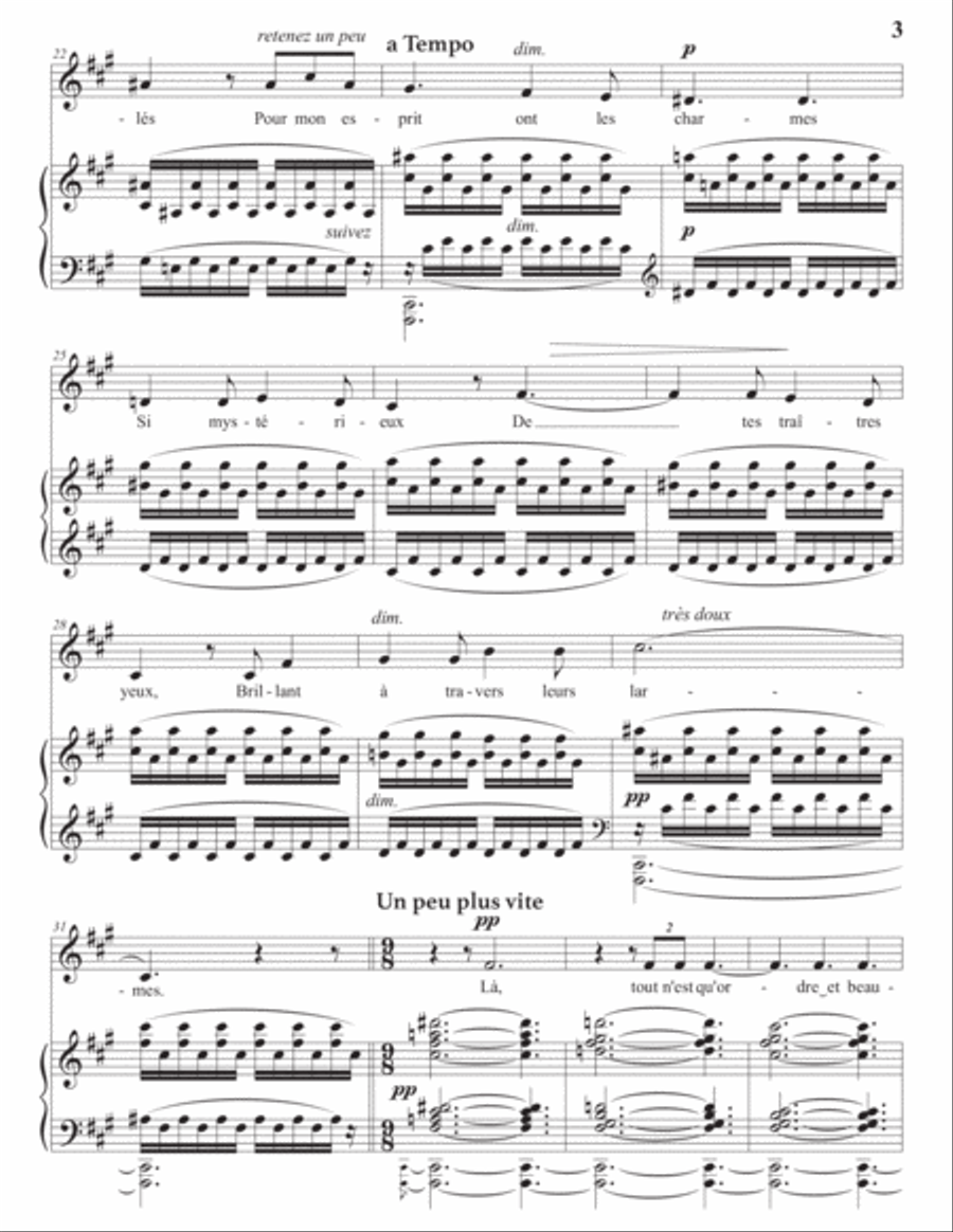 DUPARC: L'invitation au Voyage (transposed to F-sharp minor) Voice scores gallery preview page 4