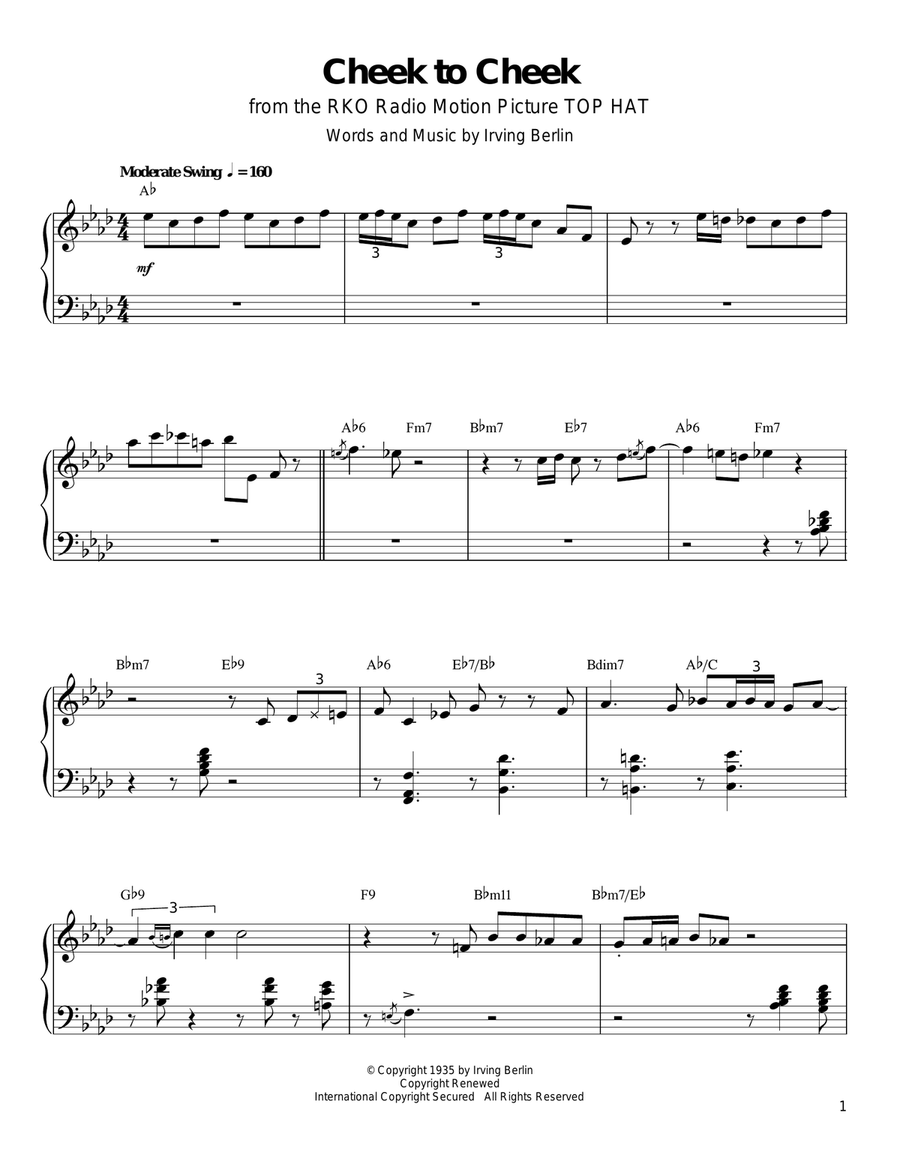Cheek To Cheek Piano scores gallery preview page 1