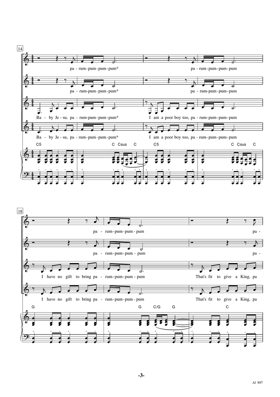 The Little Drummer Boy The Little Drummer Boy SSAA scores gallery preview page 3