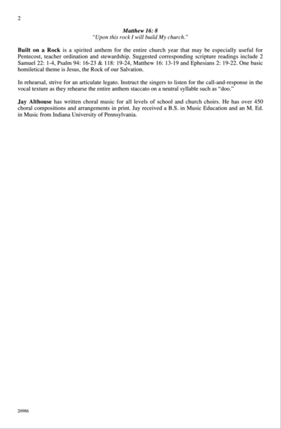 Built on a Rock Built on a Rock 4-Part scores gallery preview page 2