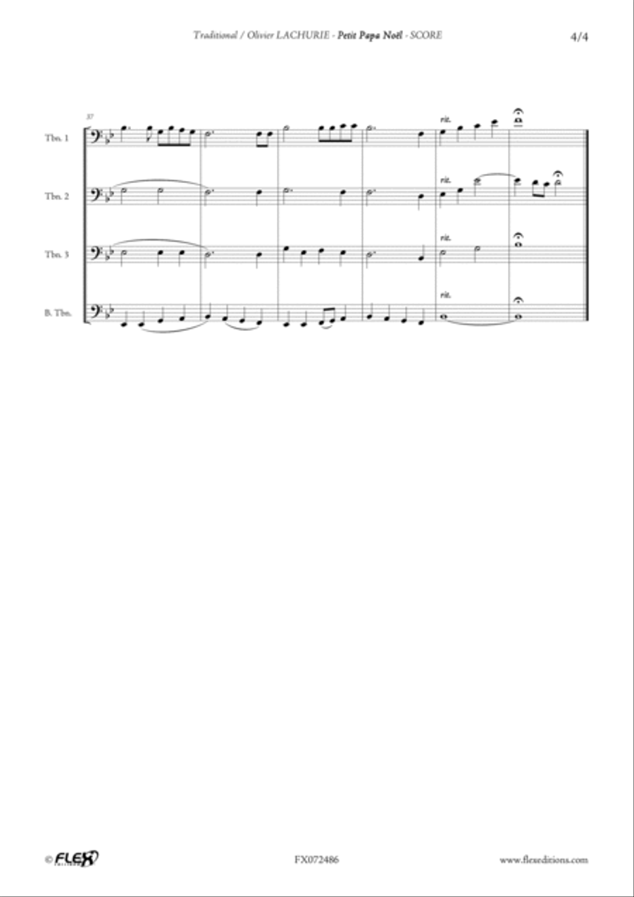Petit Papa Noel Petit Papa Noel Trombone Quartet scores gallery preview page 4