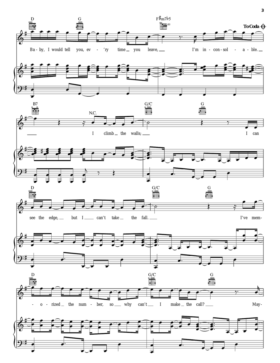 Inconsolable Piano, Vocal, Guitar scores gallery preview page 3