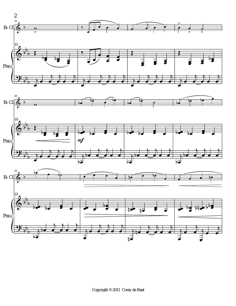 The City in the Valley: Three Pieces for Piano and Clarinet Clarinet Solo scores gallery preview page 4