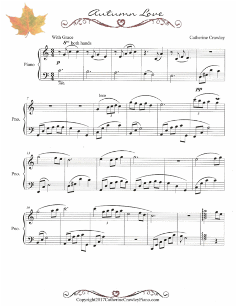 Autumn Love Piano Solo scores gallery preview page 1