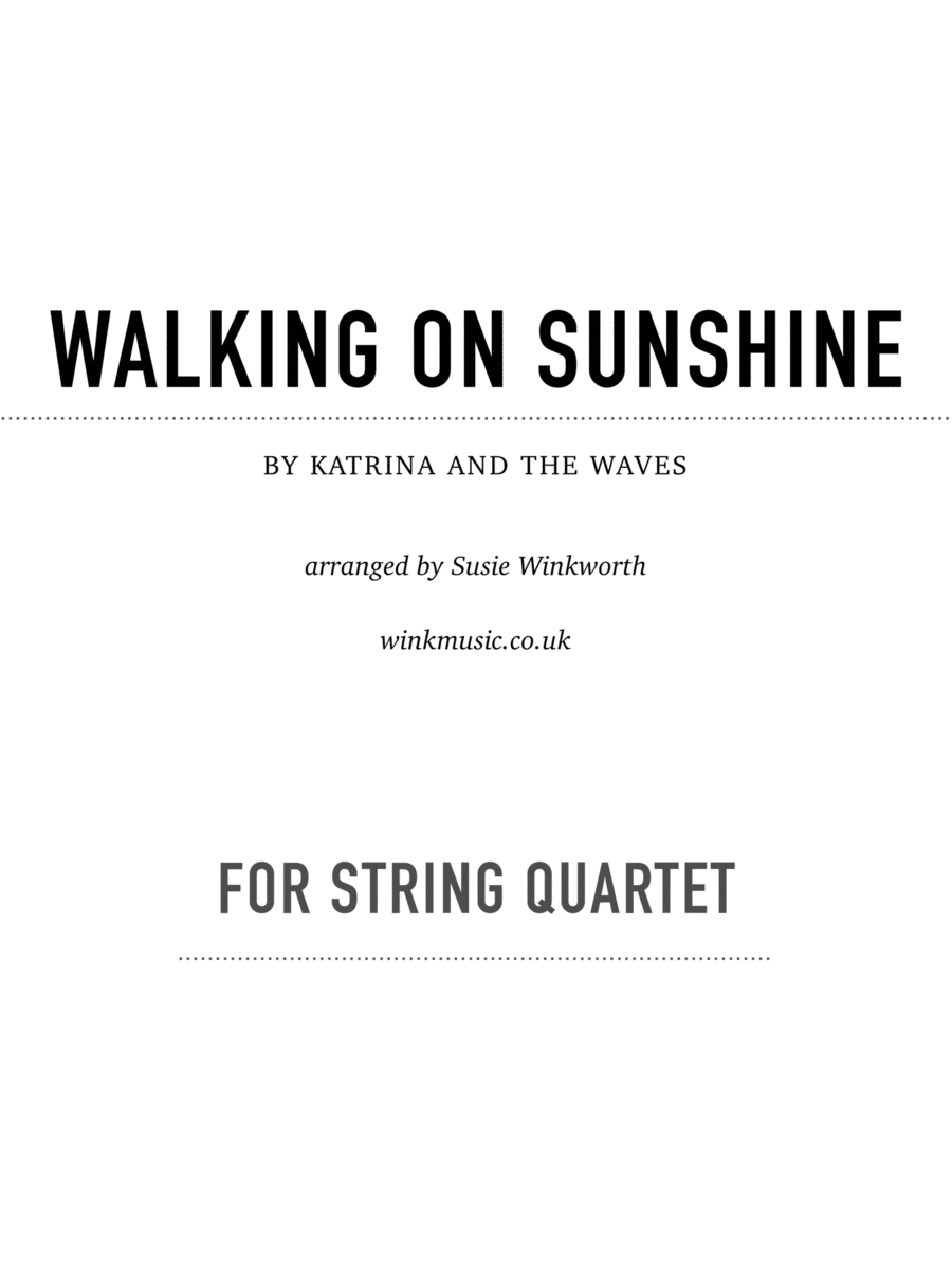 Walking On Sunshine String Quartet scores gallery preview page 1