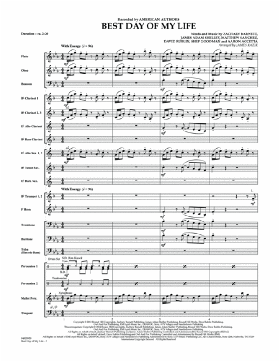 Best Day of My Life - Conductor Score (Full Score) Concert Band scores gallery preview page 2