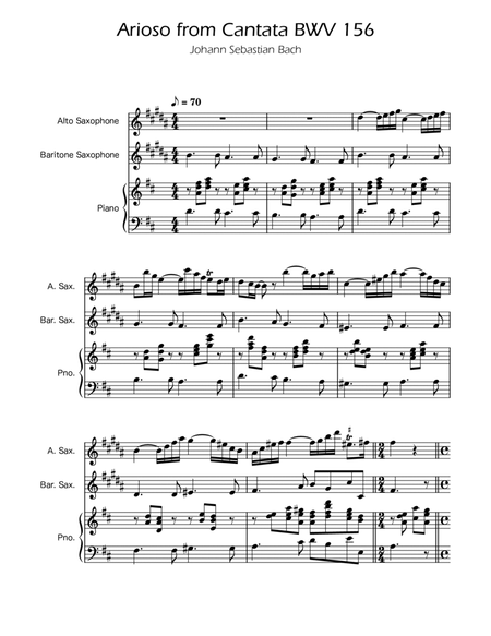 Arioso BWV 156 - Alto and Baritone Sax Duet w/ Piano image number null