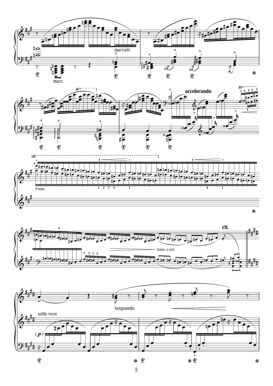 Un Sospiro, For Piano In D Flat Major (grande Études De Concert No. 3) Piano Solo scores gallery preview page 5